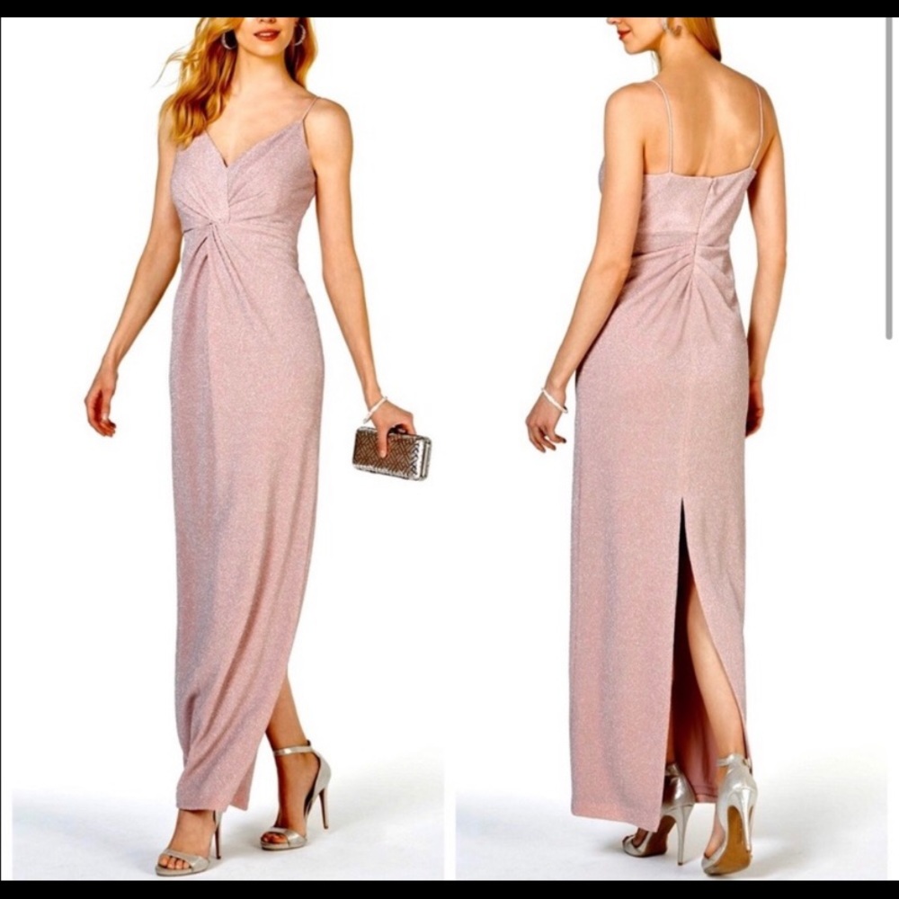 Adrianna Papell all over metallic knotted dress